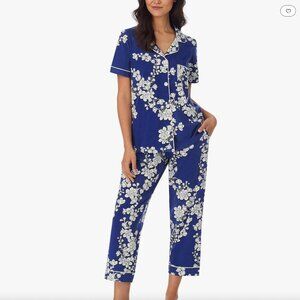 Bedhead short sleeve cropped PJ's blue floral size M